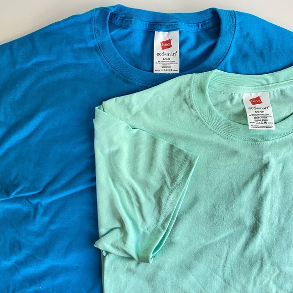 BLUE Hanes Eco smart t shirt unisex - Picture 3 of 3